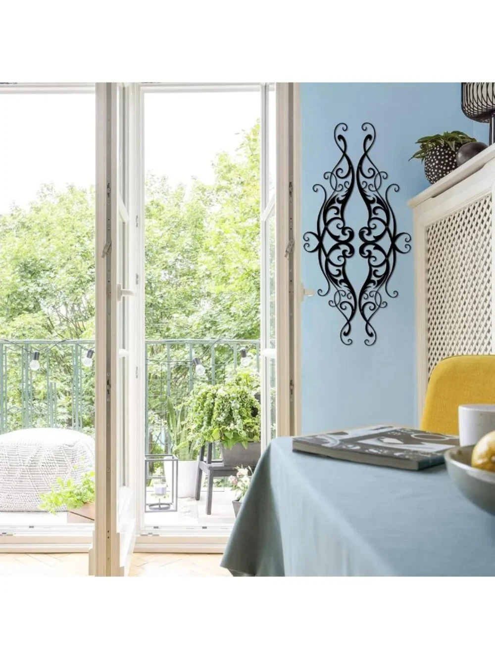 Large Metal Scroll Wall Art - Modern Minimalist Hanging Decor for Home & Office
